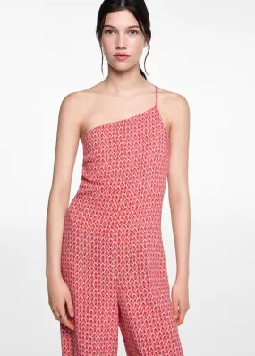 Bedrukte asymmetrische jumpsuit
